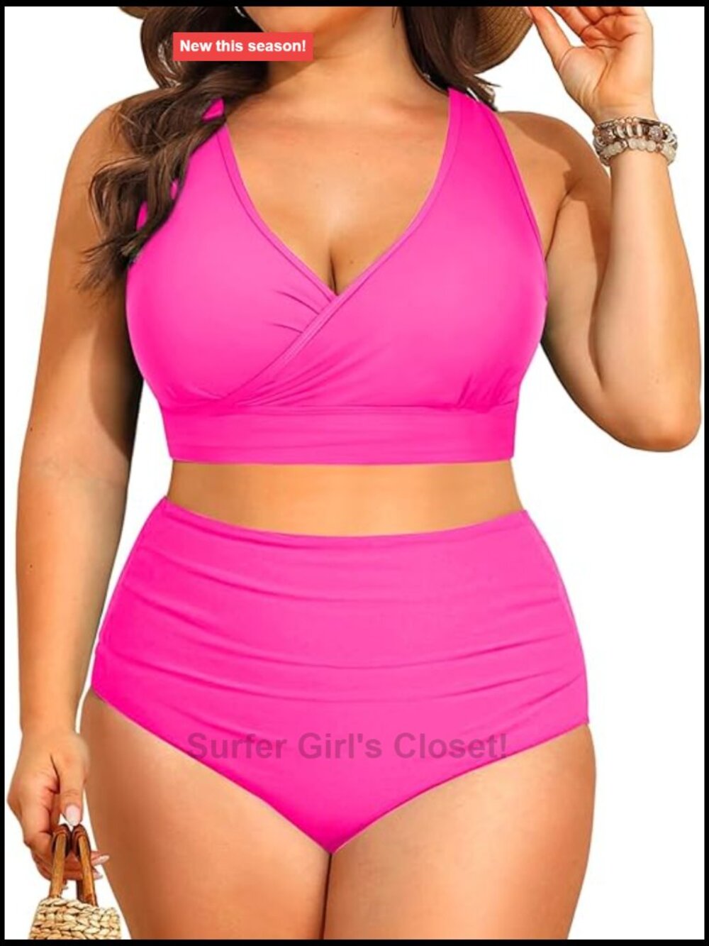 Plus Size High Waisted Bikini Set with Tummy Control